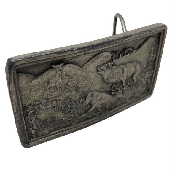 Bergamot Brass Works 1977 Vintage ELK MOOSE Belt Buckle USA Made Hunter - Picture 7 of 12